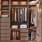 Trueliving 5 Cabinet Open Brown wardrobes Laminated Finish & PU Finish with Drawers 8Ft *2Ft *9Ft -2438.4MM X 609MM X 2743.2MM)